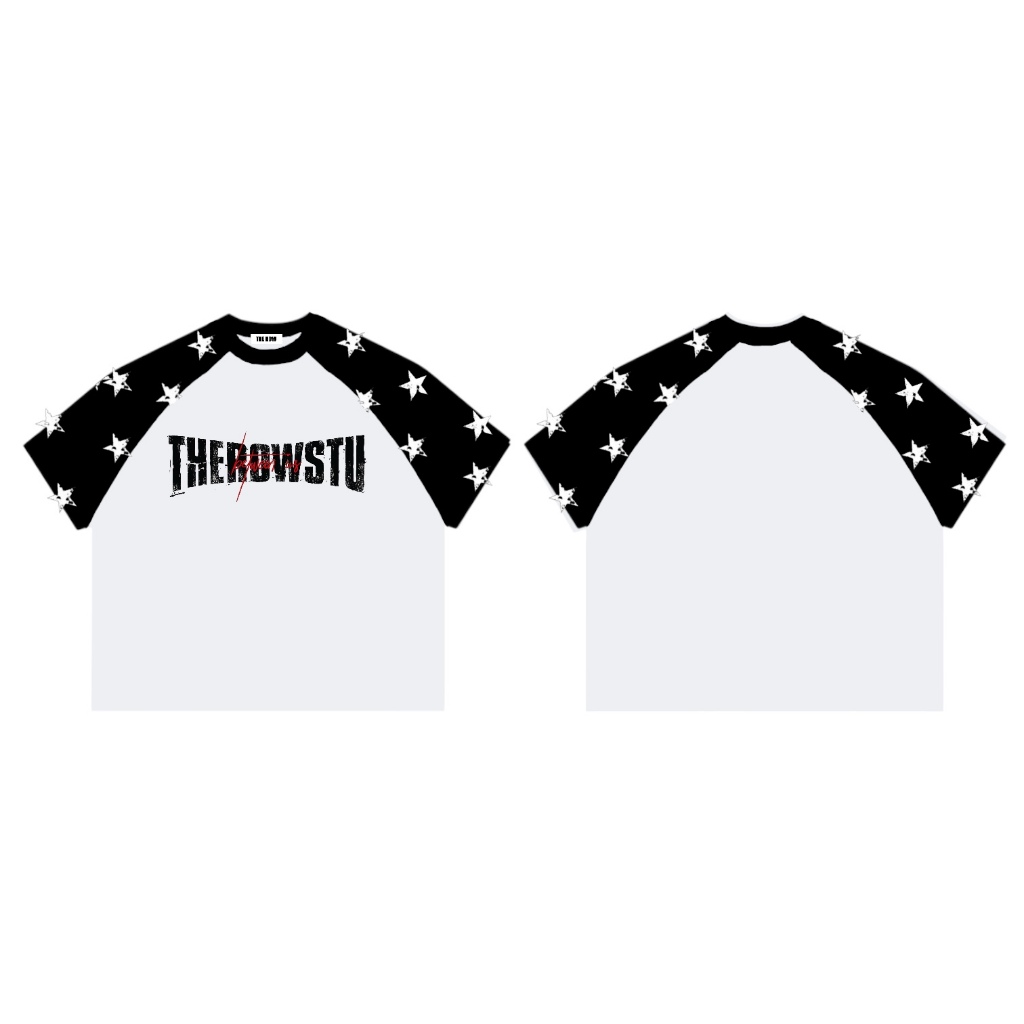 THEROW Áo Thun Boxy Raglan Tay Ngôi Sao Local Brand Tay Ngắn Cotton Phối Borip 250gsm Áo Phông Forrm Rộng Unisex Nam Nữ | BigBuy360 - bigbuy360.vn