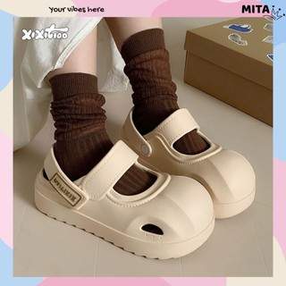 Dép sục nữ đế cao 4cm XIXITIAO trơn form Mary Jane mũi tròn Mita kiểu sandal Mita CS-158