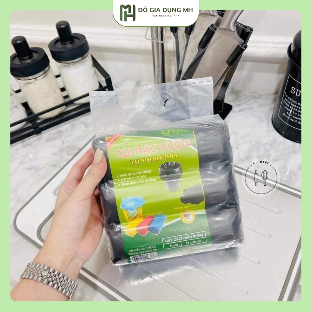 Túi đựng rác màu đen size trung 55x65cm bọc 3 cuộn 500g, túi rác dày ...