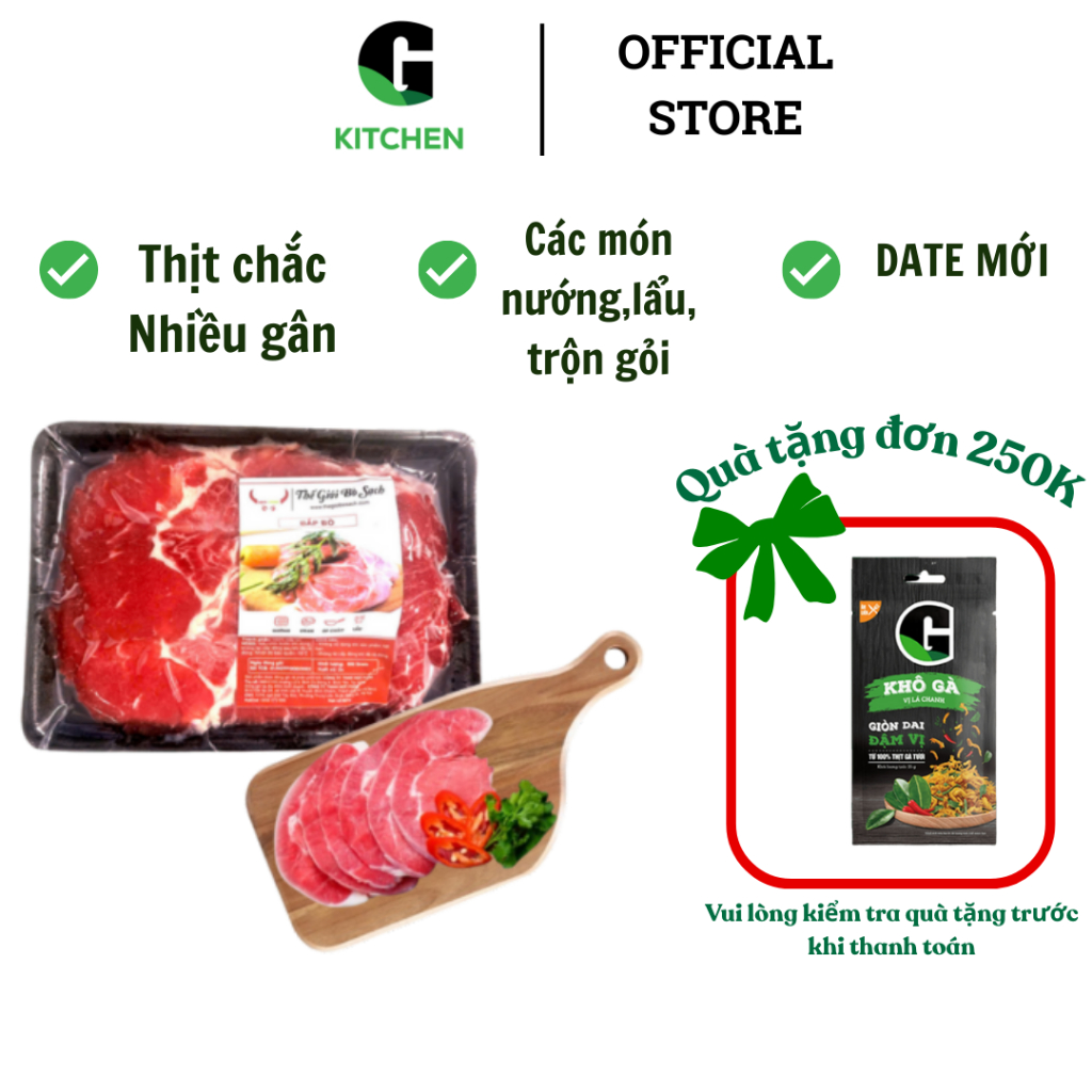 Bắp bò Úc thái lát Hotfood Đông Lạnh G Kitchen khay 300g