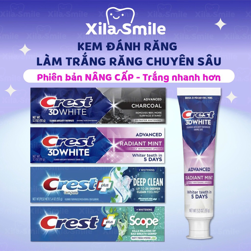 Kem đánh răng Crest 3D White Radiant Mint làm trắng răng vượt trội