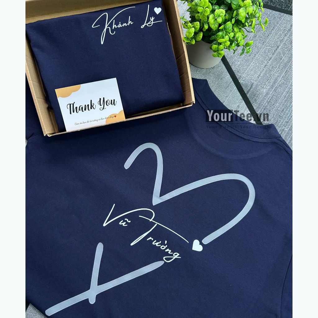 [ÁO THUN UNISEX IN TÊN] Áo Thun Form Rộng Trái Tim Cotton 100% 250gsm + CÓ HỘP