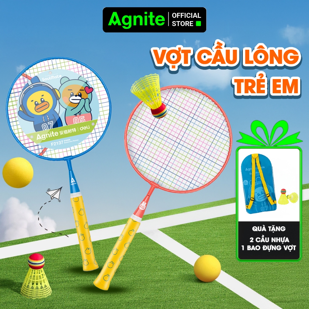 [Tặng quấn vợt] Bộ 2 vợt cầu lông trẻ em,học sinh cao cấp AGNITE chính hãng, nhẹ, bền, đẹp