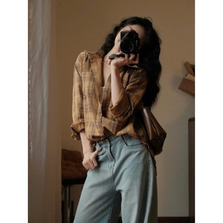 Áo Sơ Mi Nữ Kẻ Sọc Form Rộng Basic Túi Ngực Tay Dài Style Hàn Quốc Dễ Phối Đồ 247Store SMKe1102