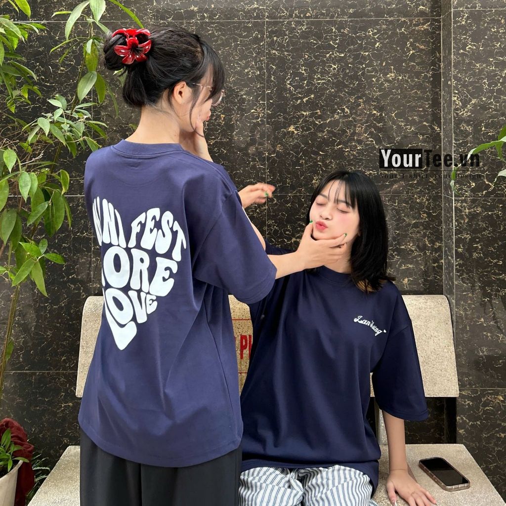 [ÁO THUN UNISEX IN TÊN] Áo Thun Form Rộng In Tên Của Bạn Và Trái Tim Lưng Chất Liệu Cotton 100% 250gsm + CÓ HỘP