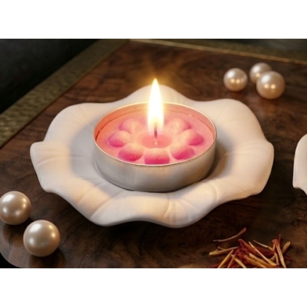 [Set of 2] Handcrafted Lotus Leaf Tealight Holders - Mini Aesthetic Vintage Candlestick Decor