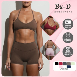 Set đồ tập gym nữ, thể thao, yoga cổ yếm điều chỉnh chất PoLy thoải mái thấm hút, co giãn 4 chiều (Mã 244)