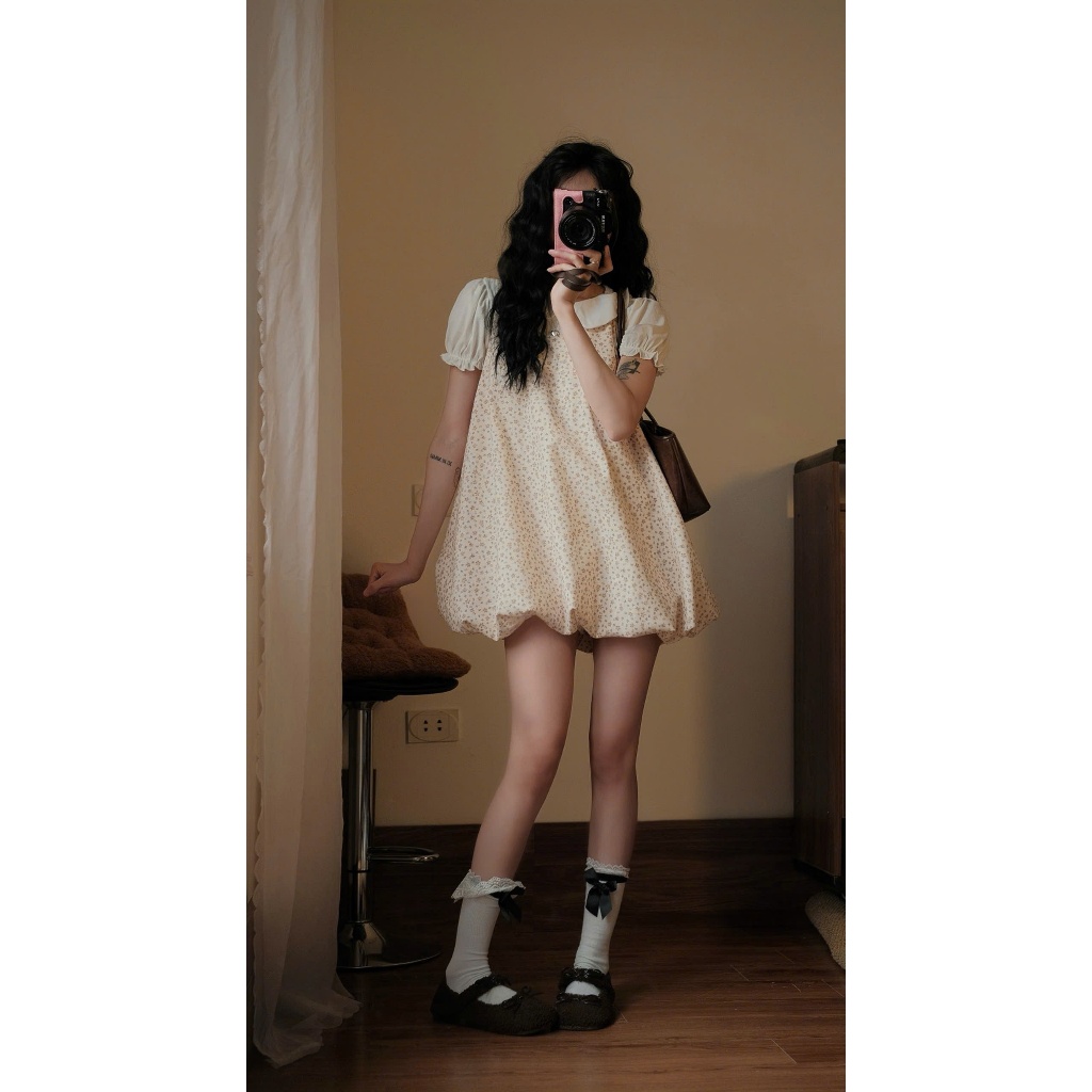 Váy Bí Dáng Phồng Chất Linen Mềm Hoa Nhí Bi Vintage Xinh Xắn – Váy Nữ Dáng Babydoll Dễ Phối Đồ Joolate Vaybi1802 _P9