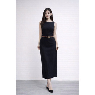 𝗗𝗼𝗿𝗮 2 -|LY LINEN| Đầm Linen cổ thuyền dáng dài KHÔNG KÈM BELT