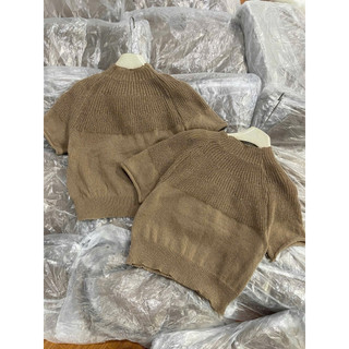 LT - Áo len nữ cổ 3 phân cộc tay free size, tay cộc len trơn basic sang trọng 1586
