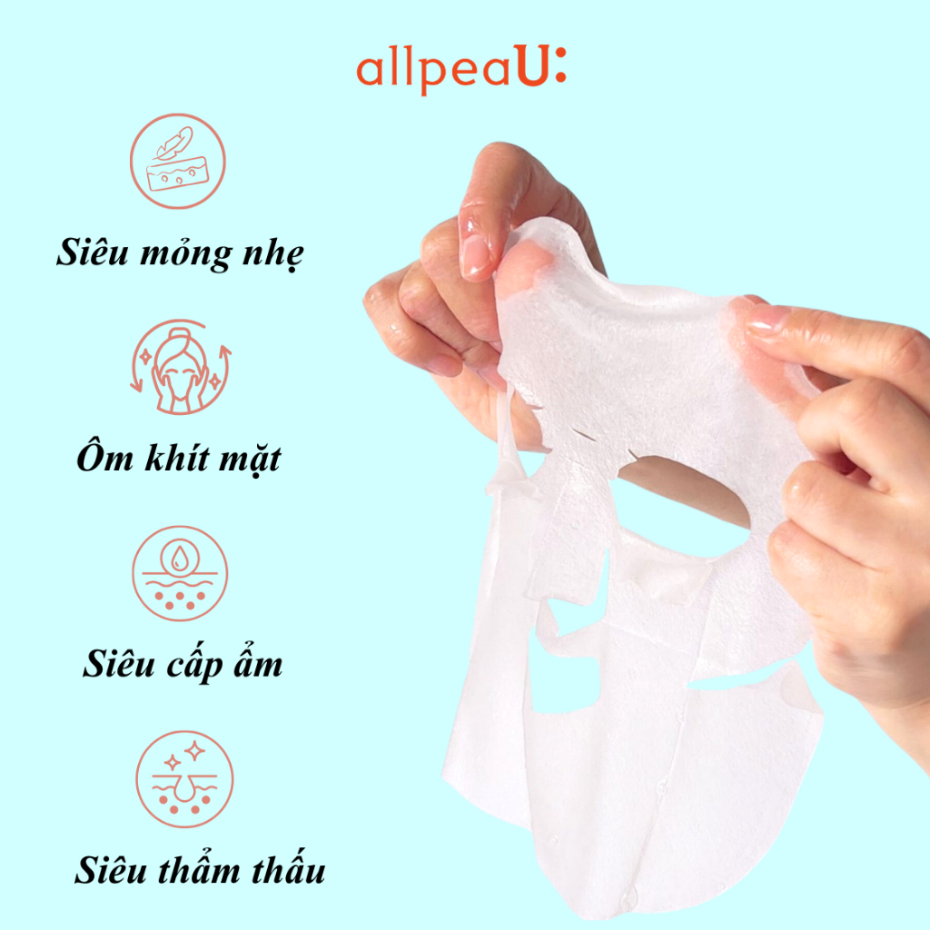 Mặt Nạ Hàn Quốc 10 Miếng |Cấp Ẩm Sâu, Phục Hồi Nhanh, Làm Sáng Da, Dịu Nhẹ Cho Da Nhạy Cảm | allpeaU