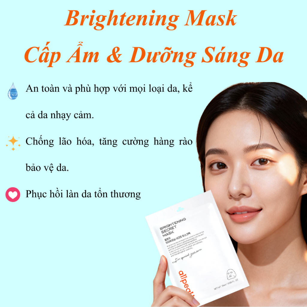 Mặt Nạ Hàn Quốc 10 Miếng |Cấp Ẩm Sâu, Phục Hồi Nhanh, Làm Sáng Da, Dịu Nhẹ Cho Da Nhạy Cảm | allpeaU