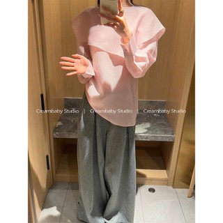 𝗦𝗮𝗹𝗹𝘆 - |LY LINEN| - Áo Linen tơ cổ tròn tay dài