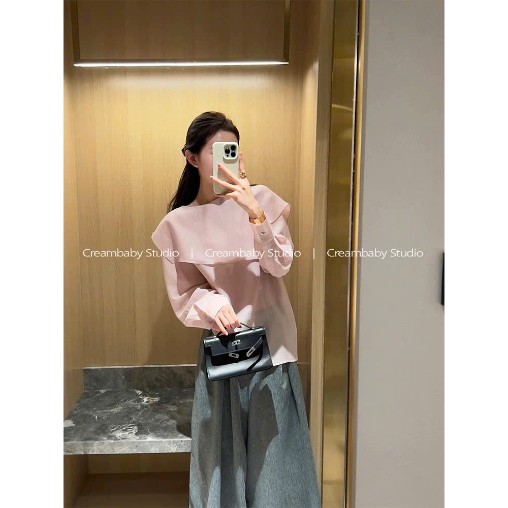 𝗦𝗮𝗹𝗹𝘆 - Áo Linen tơ cổ tròn tay dài