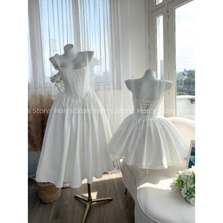 [HAN’S STORE] VÁY TIỂU THƯ CORSET TRẮNG DÁNG XOÈ –PRINCESS VINTAGE - PHỐI VAI REN (ẢNH THẬT)