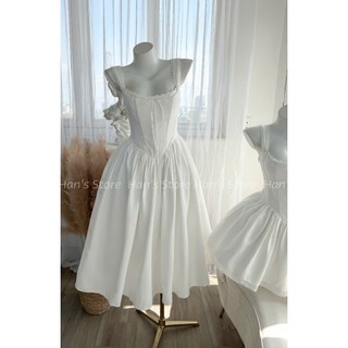 [HAN’S STORE] VÁY TIỂU THƯ CORSET TRẮNG DÁNG XOÈ –PRINCESS VINTAGE - PHỐI VAI REN (ẢNH THẬT)