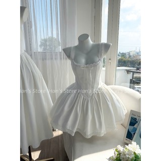 [HAN’S STORE] VÁY TIỂU THƯ CORSET TRẮNG DÁNG XOÈ –PRINCESS VINTAGE - PHỐI VAI REN (ẢNH THẬT)