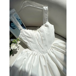 [HAN’S STORE] VÁY TIỂU THƯ CORSET TRẮNG DÁNG XOÈ –PRINCESS VINTAGE - PHỐI VAI REN (ẢNH THẬT)