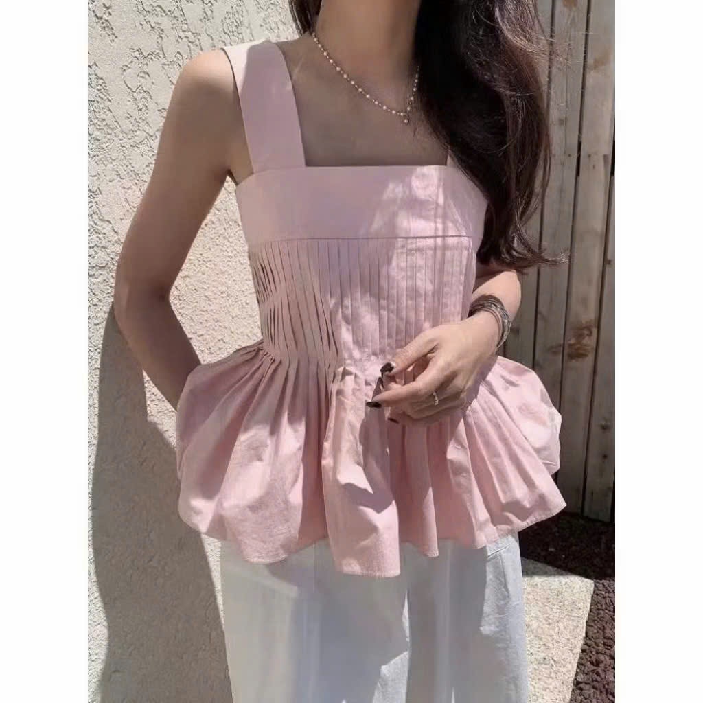 𝗟𝘂𝗰𝘆 𝗟𝗶𝗻𝗲𝗻 - Áo Linen xếp li 2 dây
