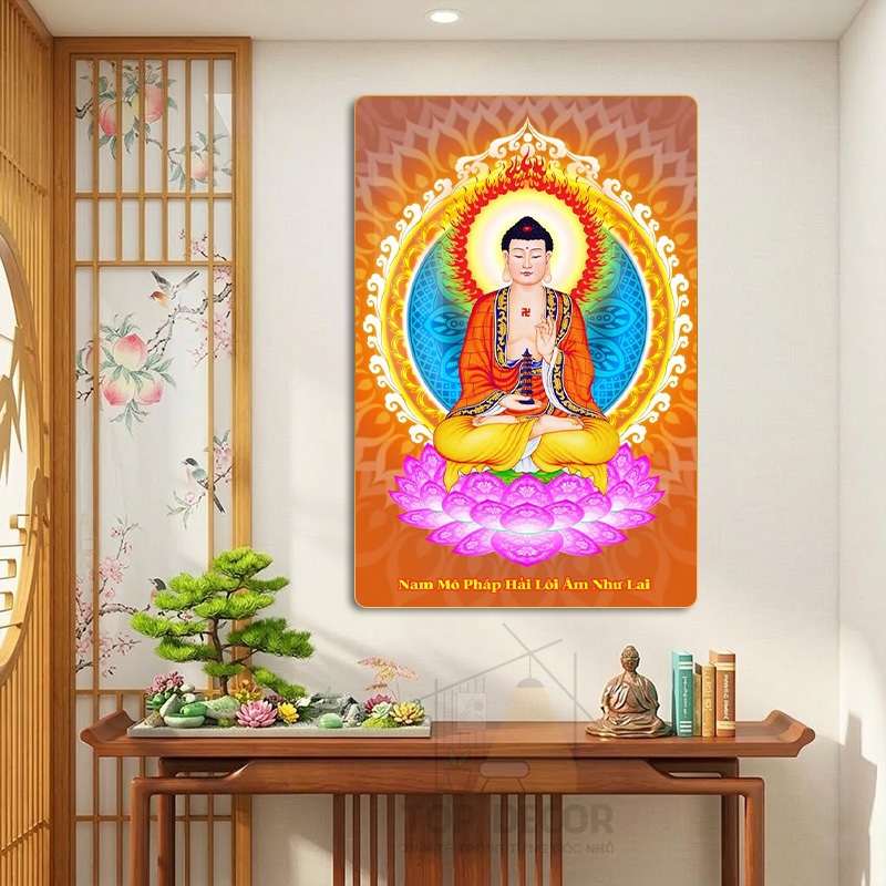 Tranh Treo tường " PHẬT DƯỢC SƯ " - Tranh Treo Decor Phòng Thờ, Tranh treo phòng thờ, Tu Tập, Thiền