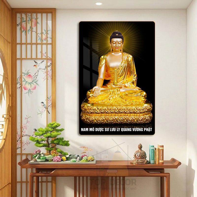 Tranh Treo tường " PHẬT DƯỢC SƯ " - Tranh Treo Decor Phòng Thờ, Tranh treo phòng thờ, Tu Tập, Thiền