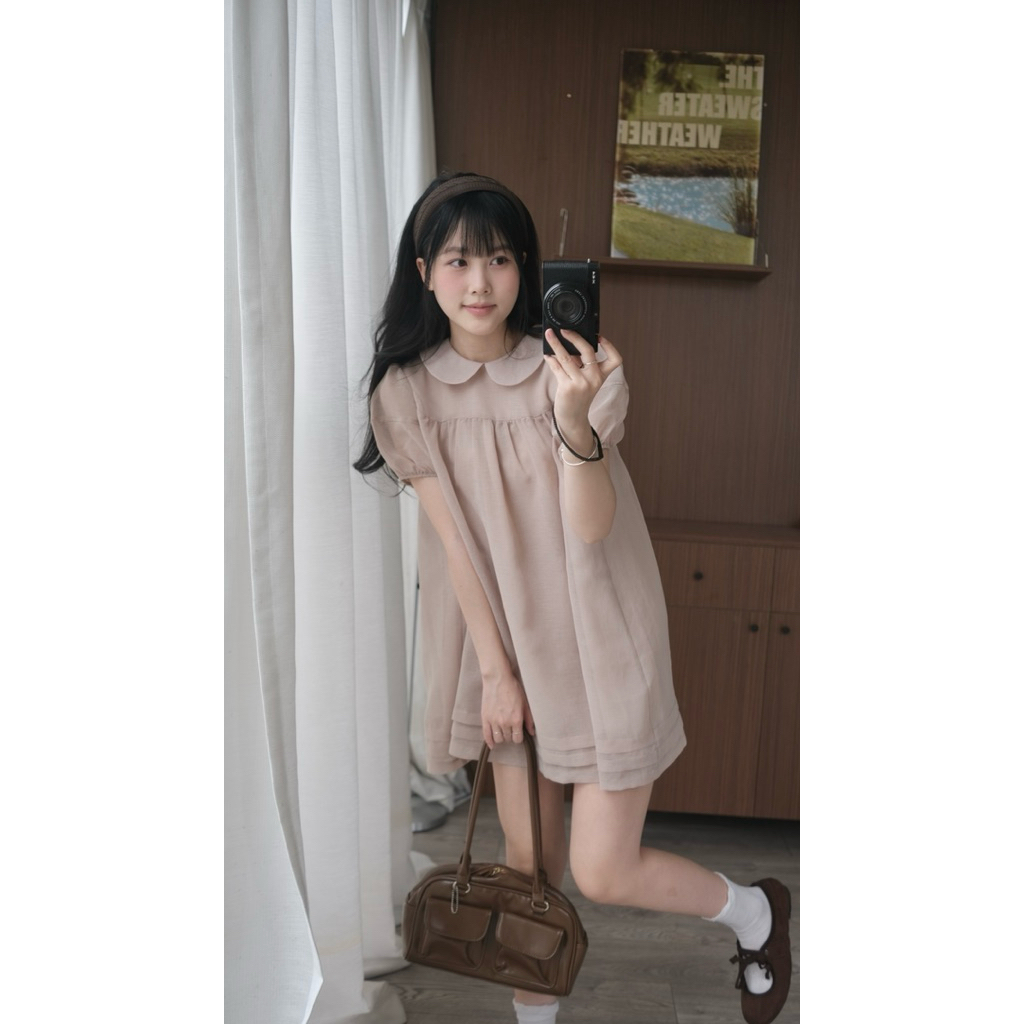 Váy voan tơ cổ sen 2 lớp tay bo chun (kèm quần trong) Nữ the.sweaterweather TSW