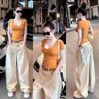 Áo phông zip mềm cộc cổ vòm