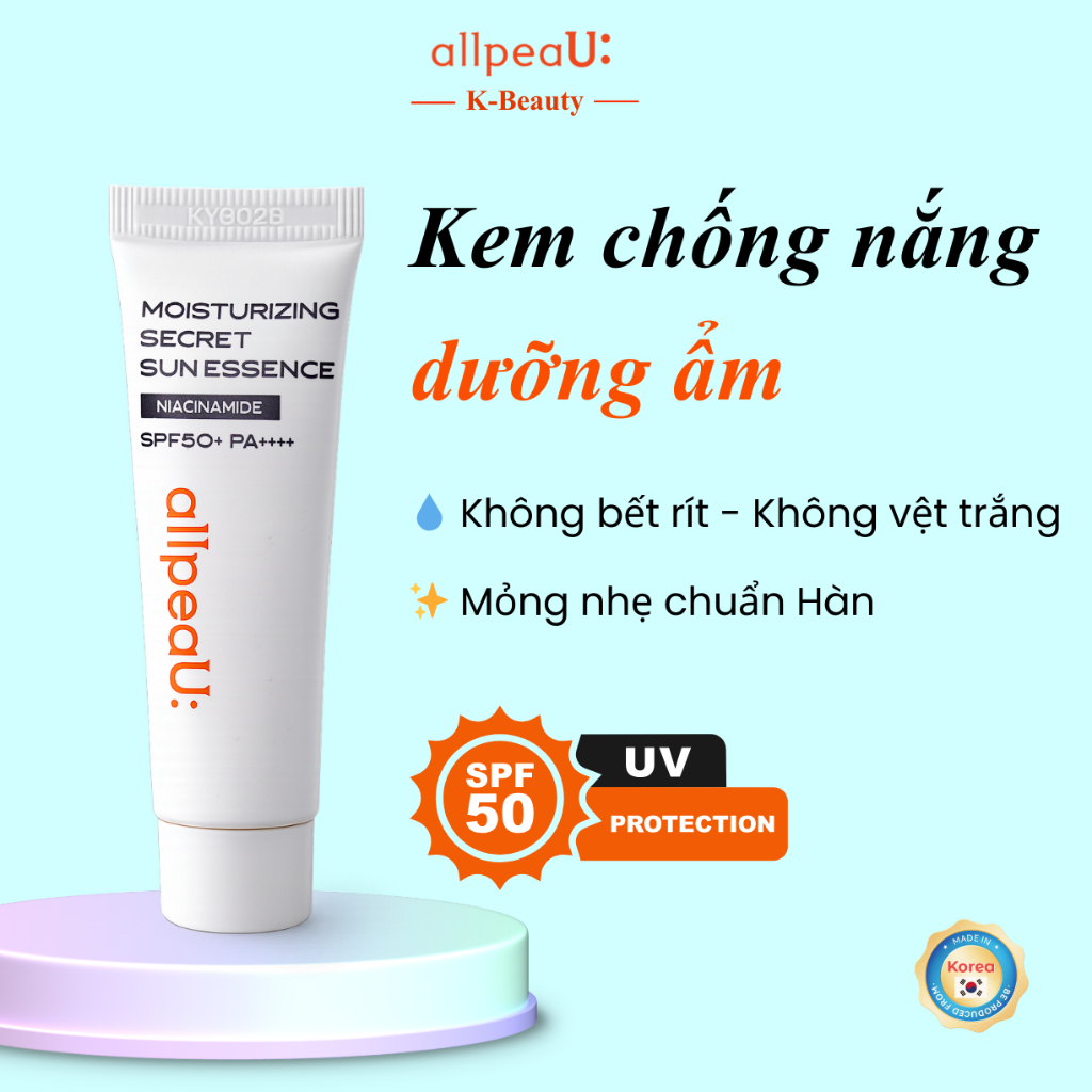 Kem Chống Nắng Hàn Quốc SPF50+ PA++++ |10ml/50ml| Mỏng Nhẹ, Thấm Nhanh, Không Bết Dính|allpeaU: