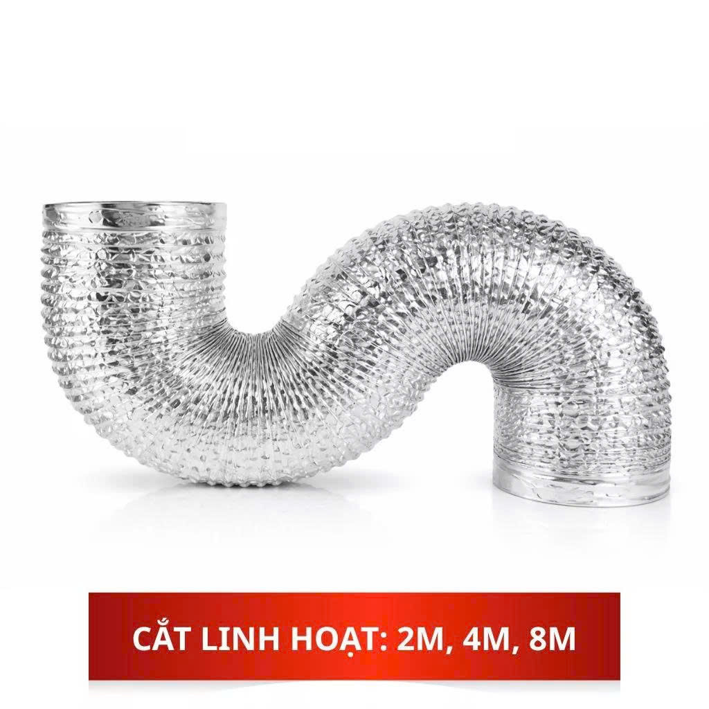 Cắt lẻ Ống bạc hút mùi thông gió ống gió mềm không bảo ôn kéo dãn 8m (D100-D200)