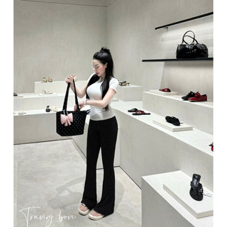 Bộ basic nữ áo ôm quần bi loe nhẹ nhàng tôn dáng a10 a4