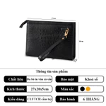 Clutch Cầm Tay Da Bò In Vân Cá Sấu, Chất Liệu Da Bò, Kiểu Dáng Sang Trọng 27x20x5cm — ảnh 2