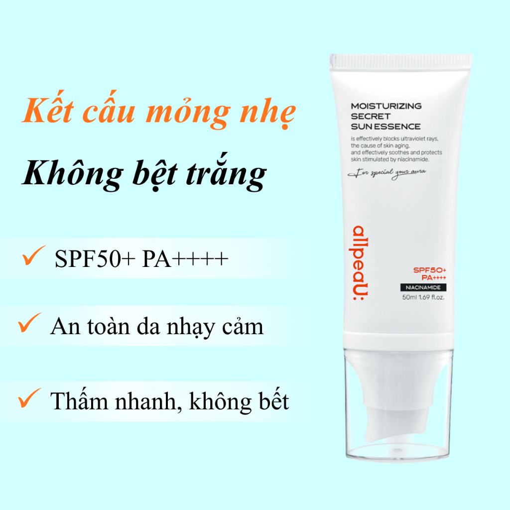 Kem Chống Nắng  Hàn Quốc SPF50+ PA++++ | Cấp Ẩm – Làm Sáng Da – Mỏng Nhẹ Không Bí Da |allpeaU：