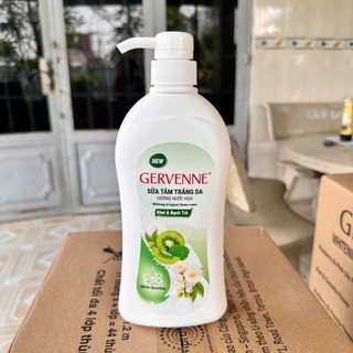 Tặng xà bông cục -Sữa tắm trắng da Gervenne kiwi & bạch trà hương nước hoa 450g