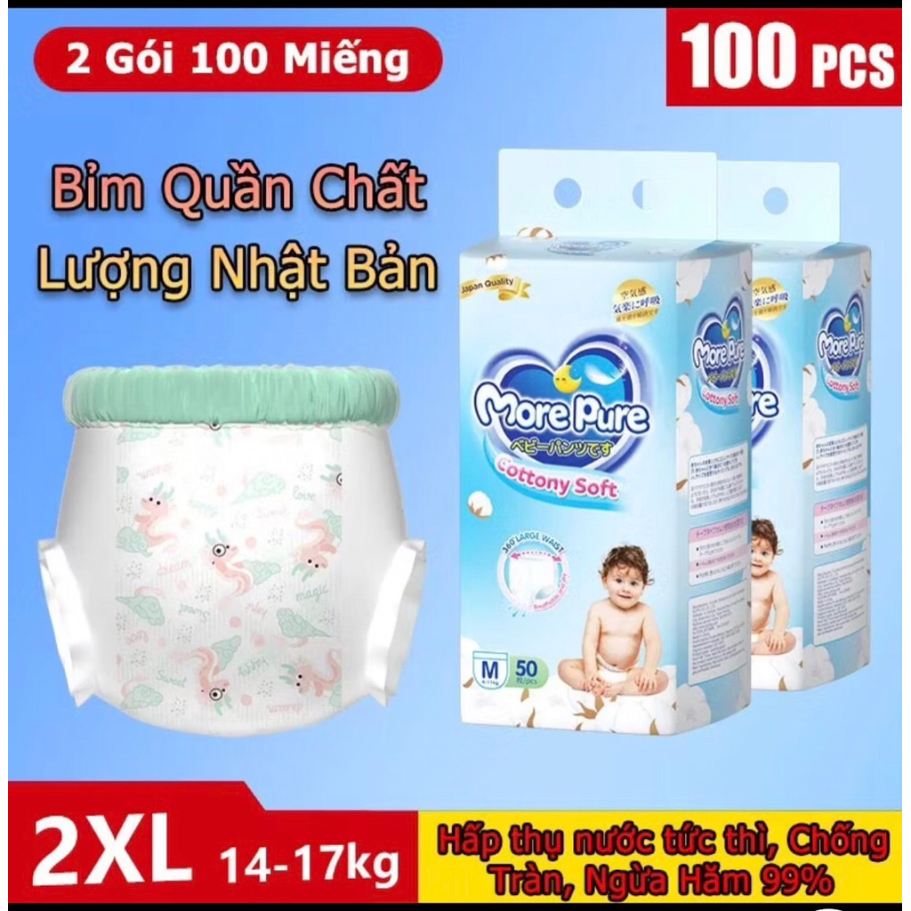 Bỉm Quần More Pure  M/L/XL/XXL – Thấm Hút Nhanh, Mềm Mịn Chuẩn Nhật Bản, Chống Tràn, Thoáng Khí