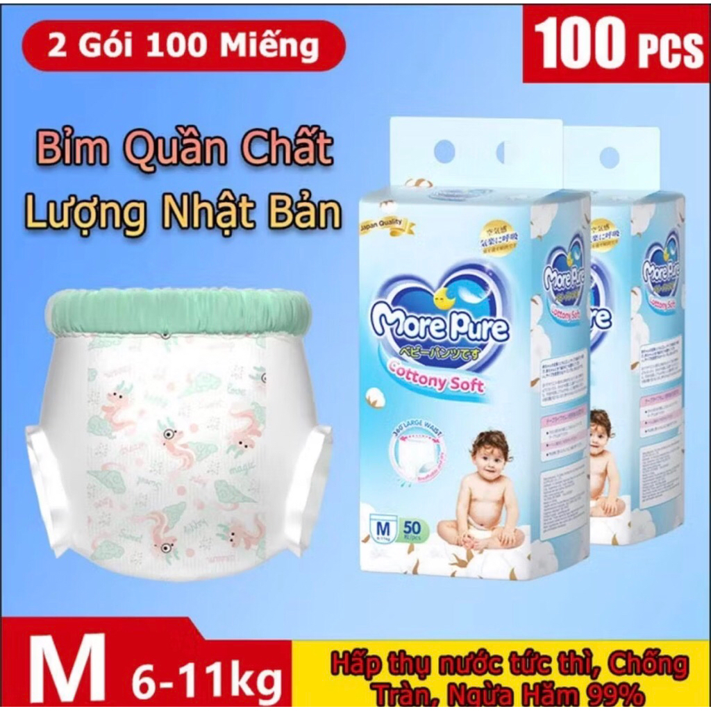Bỉm Quần More Pure  M/L/XL/XXL – Thấm Hút Nhanh, Mềm Mịn Chuẩn Nhật Bản, Chống Tràn, Thoáng Khí