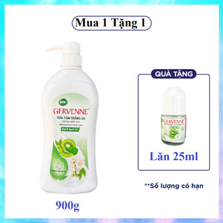 Tặng lăn 25ml - Sữa Tắm Gervenne Trắng Da Hương Nước Hoa Kiwi & Bạch Trà Chai 900g
