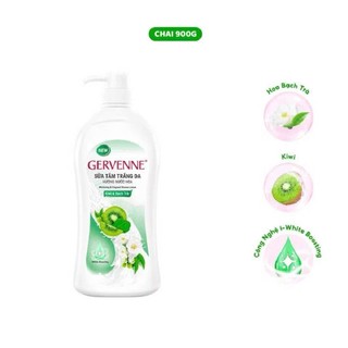 Tặng túi 450g -Sữa tắm trắng da Gervenne kiwi & bạch trà hương nước hoa 900g