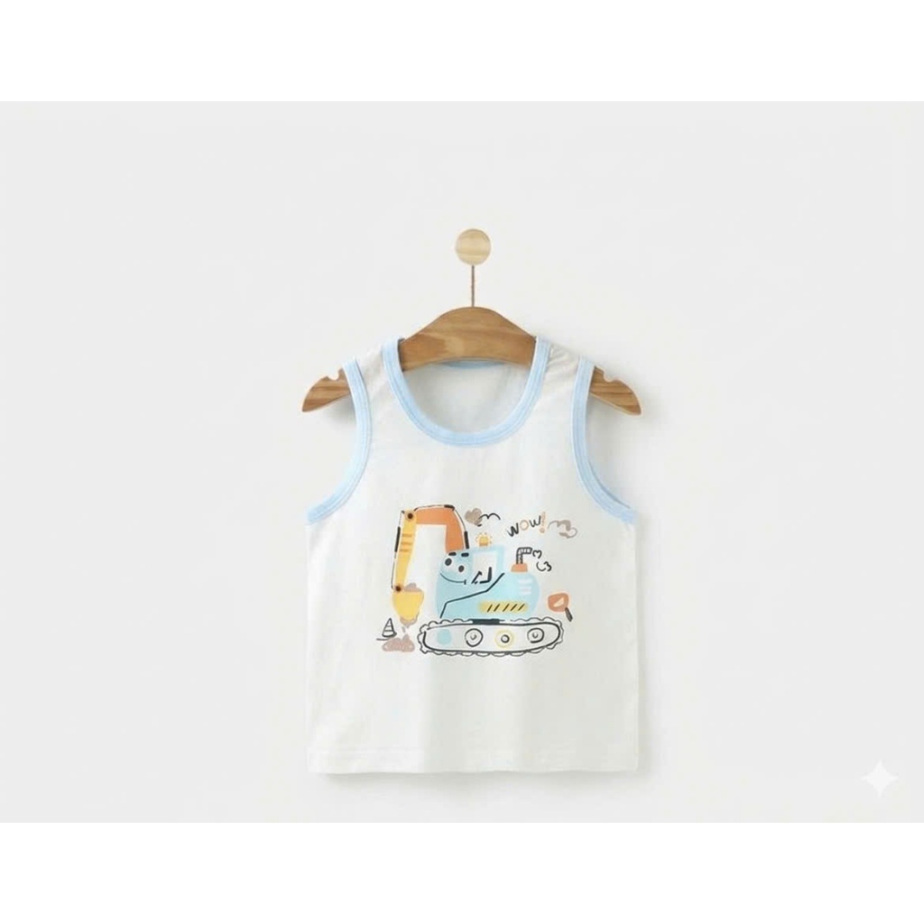 Áo Ba Lỗ Trẻ Em Cotton Mềm Mát, Áo Sát Nách Bé Trai Dễ Thương Cho Bé 8-18kg