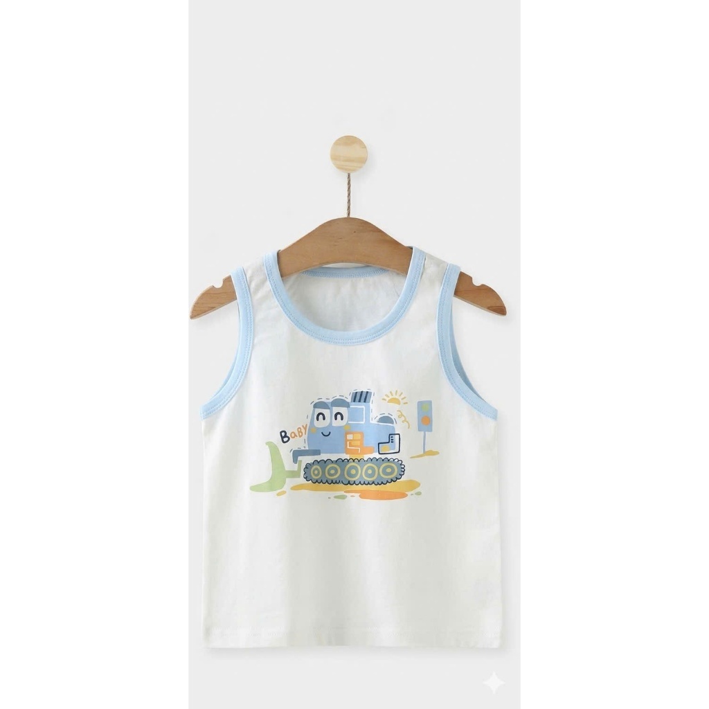 Áo Ba Lỗ Trẻ Em Cotton Mềm Mát, Áo Sát Nách Bé Trai Dễ Thương Cho Bé 8-18kg