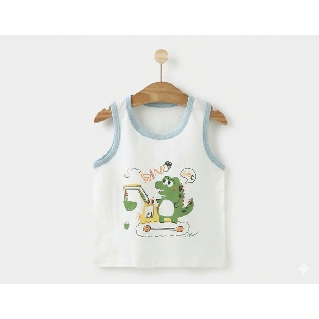 Áo Ba Lỗ Trẻ Em Cotton Mềm Mát, Áo Sát Nách Bé Trai Dễ Thương Cho Bé 8-18kg