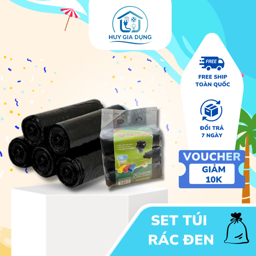 Túi Rác Tự Phân Hủy, 1 Bịch 3 cuộn Kích Thước Lớn 55x65 cm [Sale hè ...