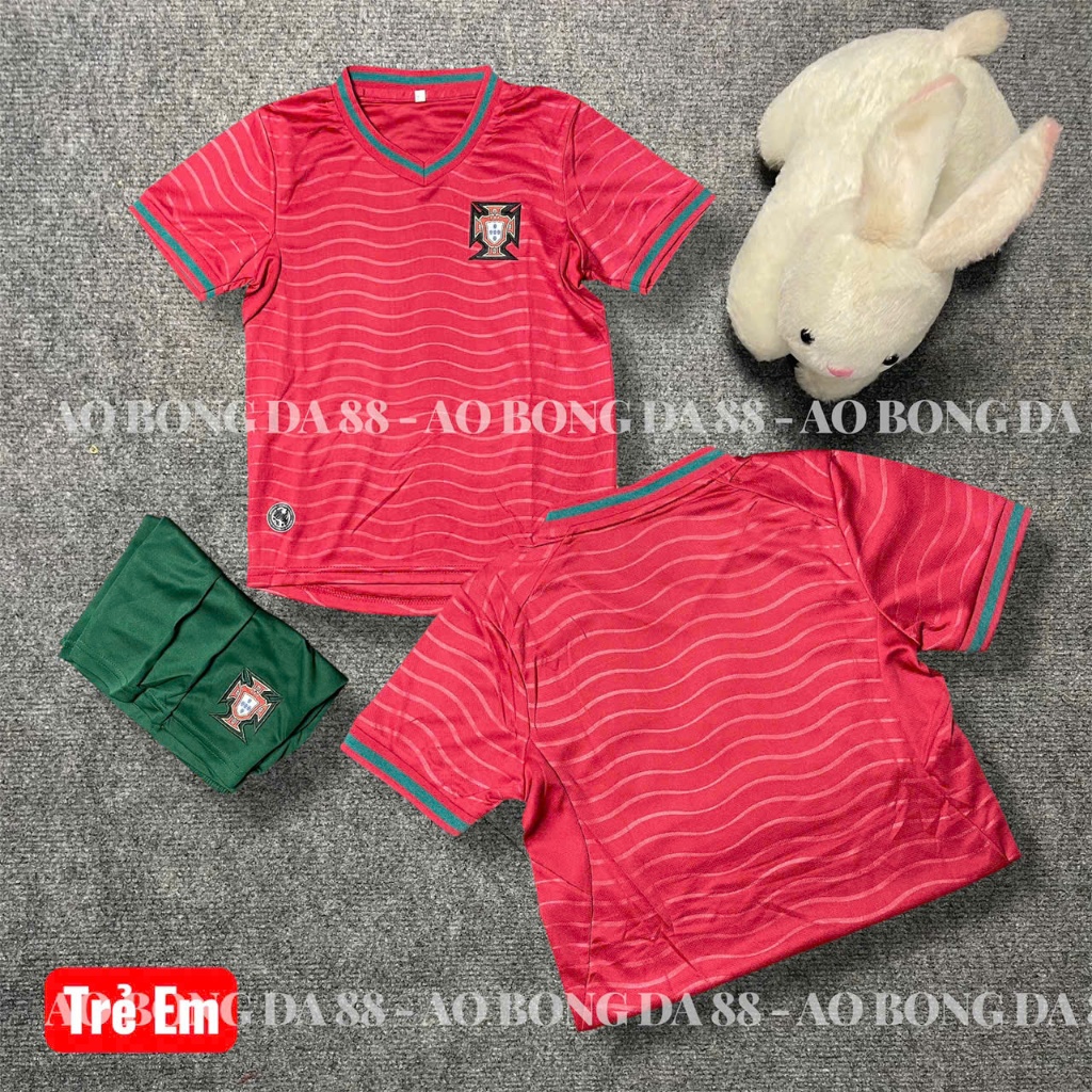 (FREE SHIP)Áo Bóng Đá, Áo Đá Banh Trẻ Em Đội Tuyển Bồ Đào Nha 26/27  - Vải Mè Thái Cao Cấp - In Sẵn Cr7