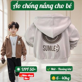 Freeship - Áo Khoác Chống Nắng SMILE Áo Khoác Nỉ Chống Nắng Cho Bé Trai Bé Gái Chống UV Bảo Vệ Da
