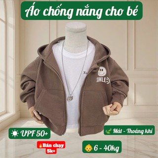 Áo Chống Nắng Trẻ Em UPF50+ – Áo Khoác Cho Bé Trai 6–40kg, Áo Khoác Cản Gió Nhẹ 4 Mùa Có Mũ #bok3