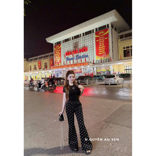 SET ÁO TAY CỘC MIX QUẦN ỐNG LOE HOT HIT