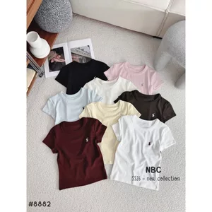 Áo phông xước mềm thêu ngựa cộc tay co giãn