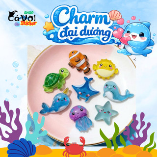 CHARM PHÁT SÁNG: Set Charm Đại Dương Cute – 8 Charm Sinh Vật Biển Kawaii Trang Trí Dép / Phụ Kiện