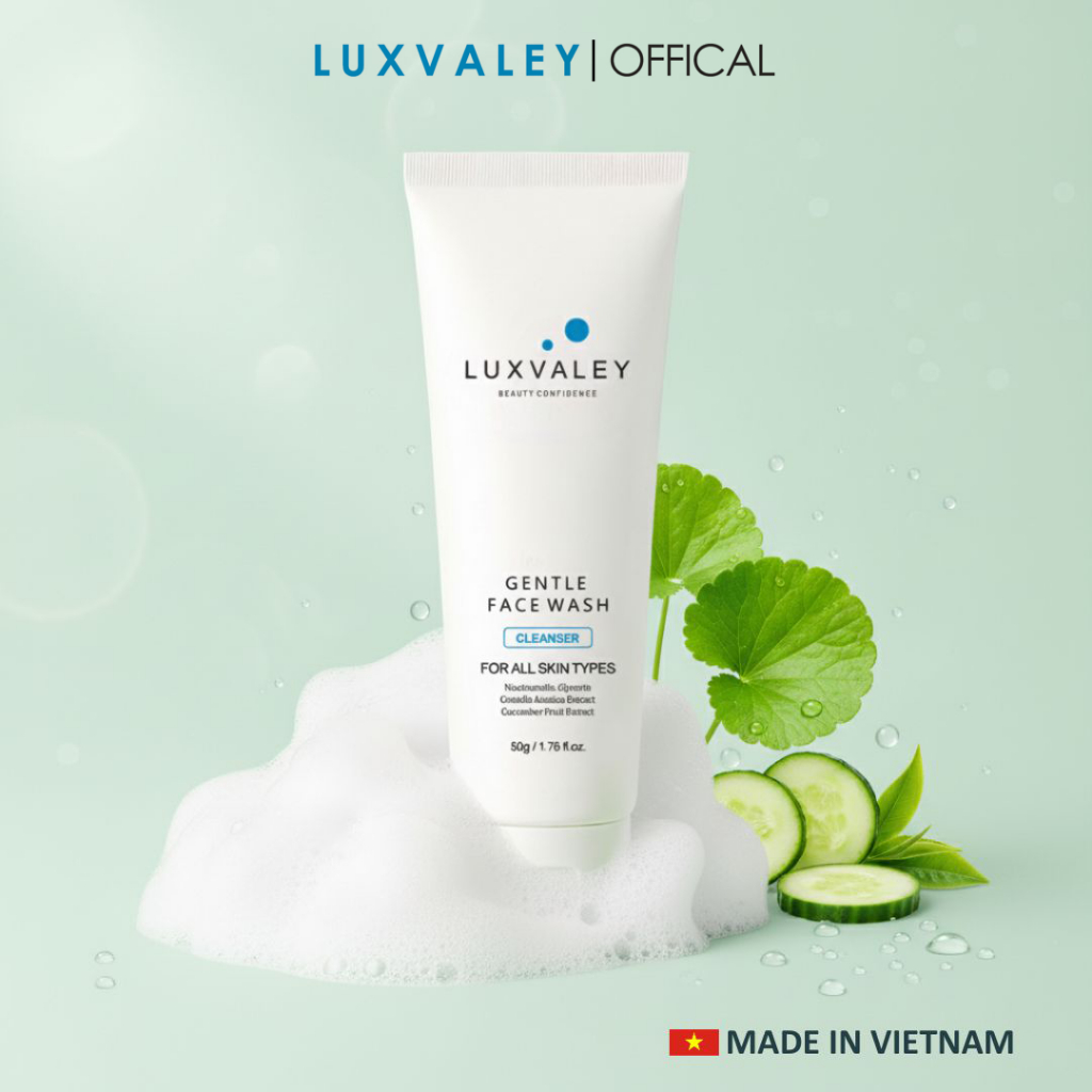 SỮA RỬA MẶT LUXVALEY GENTLE FACE WASH CHIẾT XUẤT RAU MÁ DƯA LEO GIÚP TRẮNG DA VÀ DƯỠNG ẨM