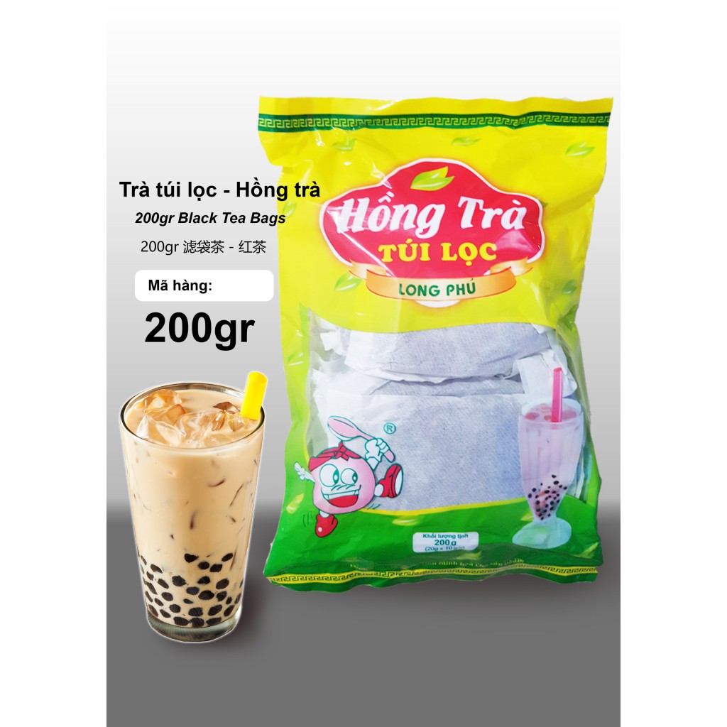 Hồng Trà Truyền Thống LONG PHÚ túi 200gr -  Nguyên Liệu Trà Trái Cây, Nước Trà, Chè, Tea Bag