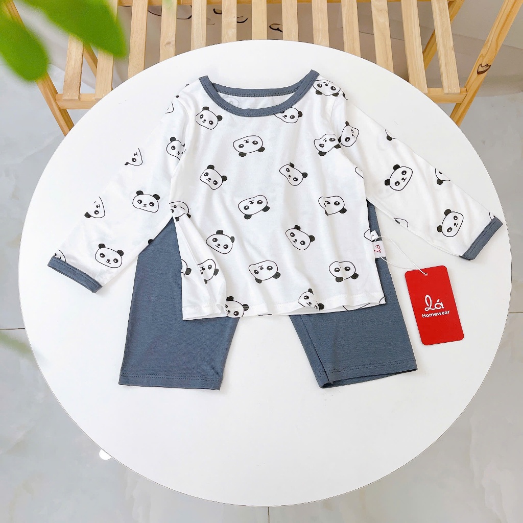 Bộ dài tay cho bé sợi sồi Modal Lá Homewear A386 mềm mát mùa hè, đồ ngủ dài tay bé trai bé gái